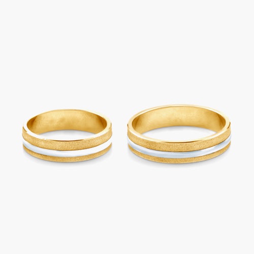 Obrączki ślubne: dwukolorowe złoto, płaskie, 5 mm